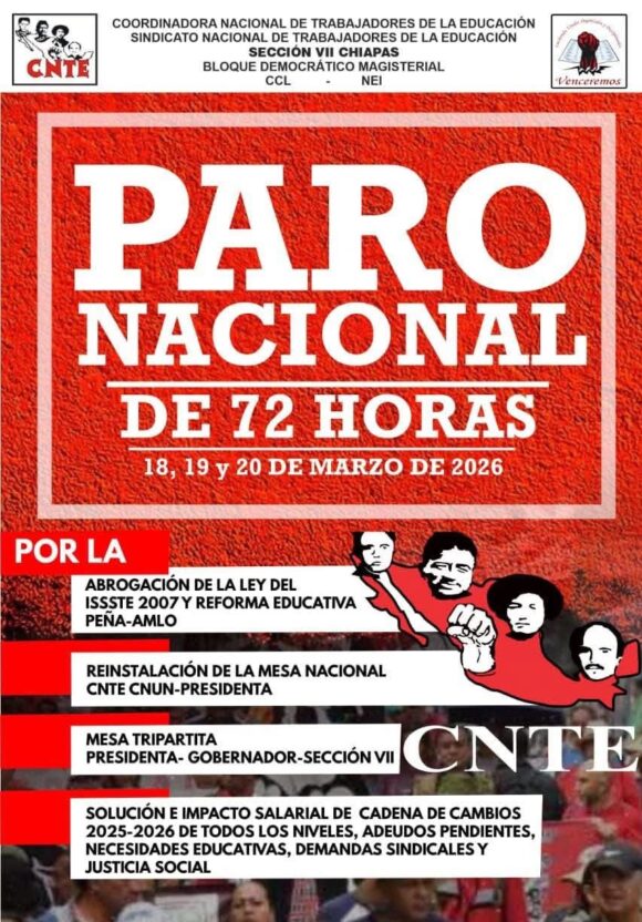 Paro de 72 horas por parte de la CNTE, cuáles son sus exigencias